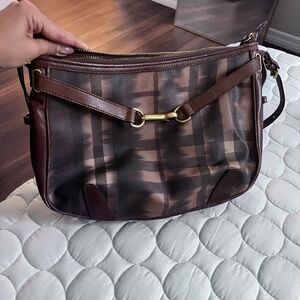Burberry Brown Plaid Shoulder Bag